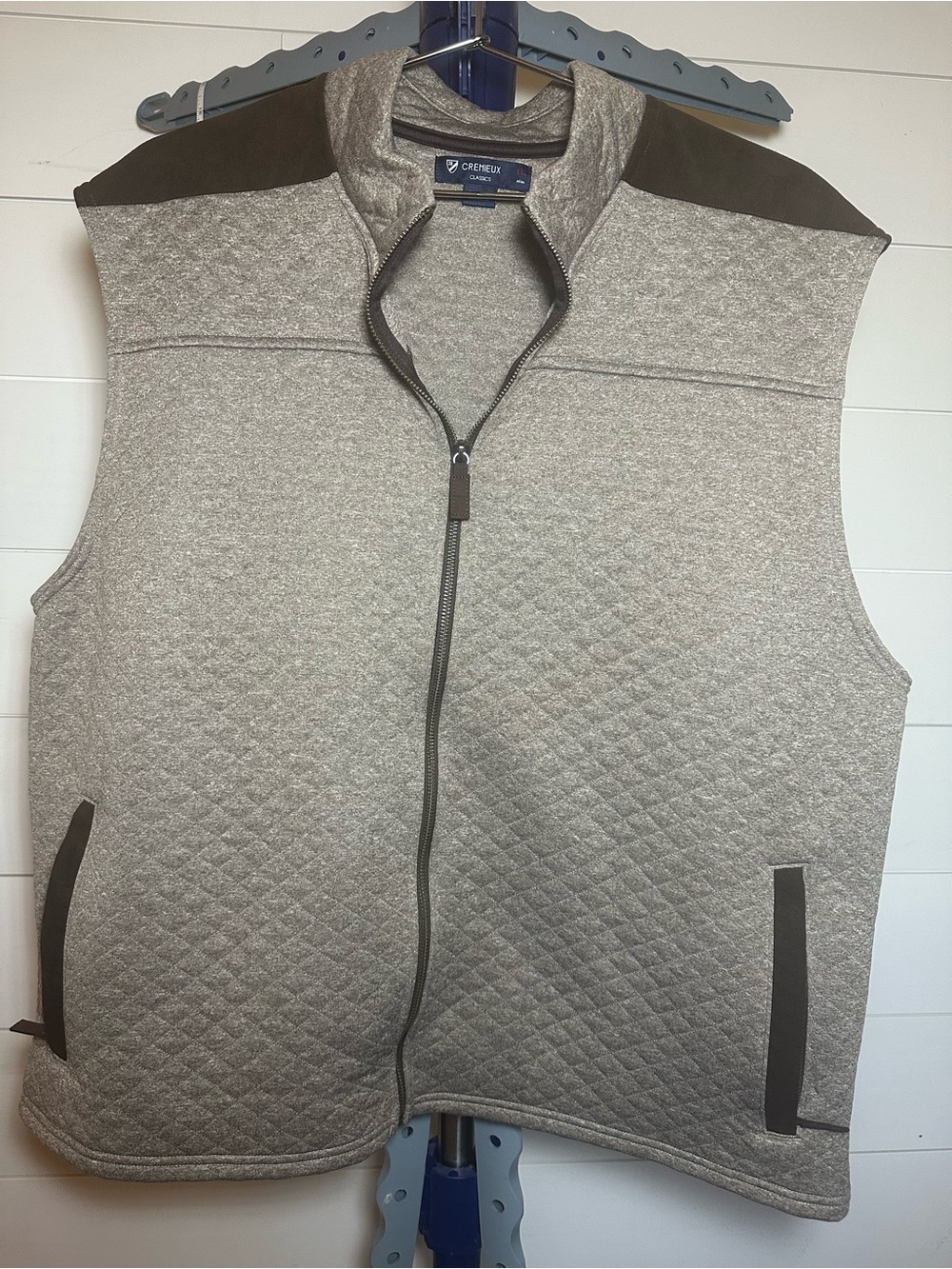 #131 Quilted Zip-Front Vest in Light Tan